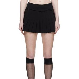 Danielle Guizio Black Pleated Mini Skirt